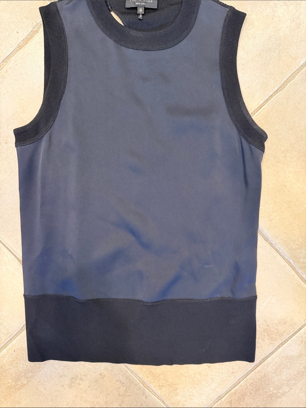 Rag and bone WOMENS  black sleeveless top with silk front and knit back